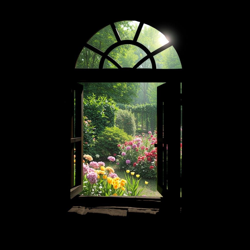 Dungeon Window View to Bright Flower Garden