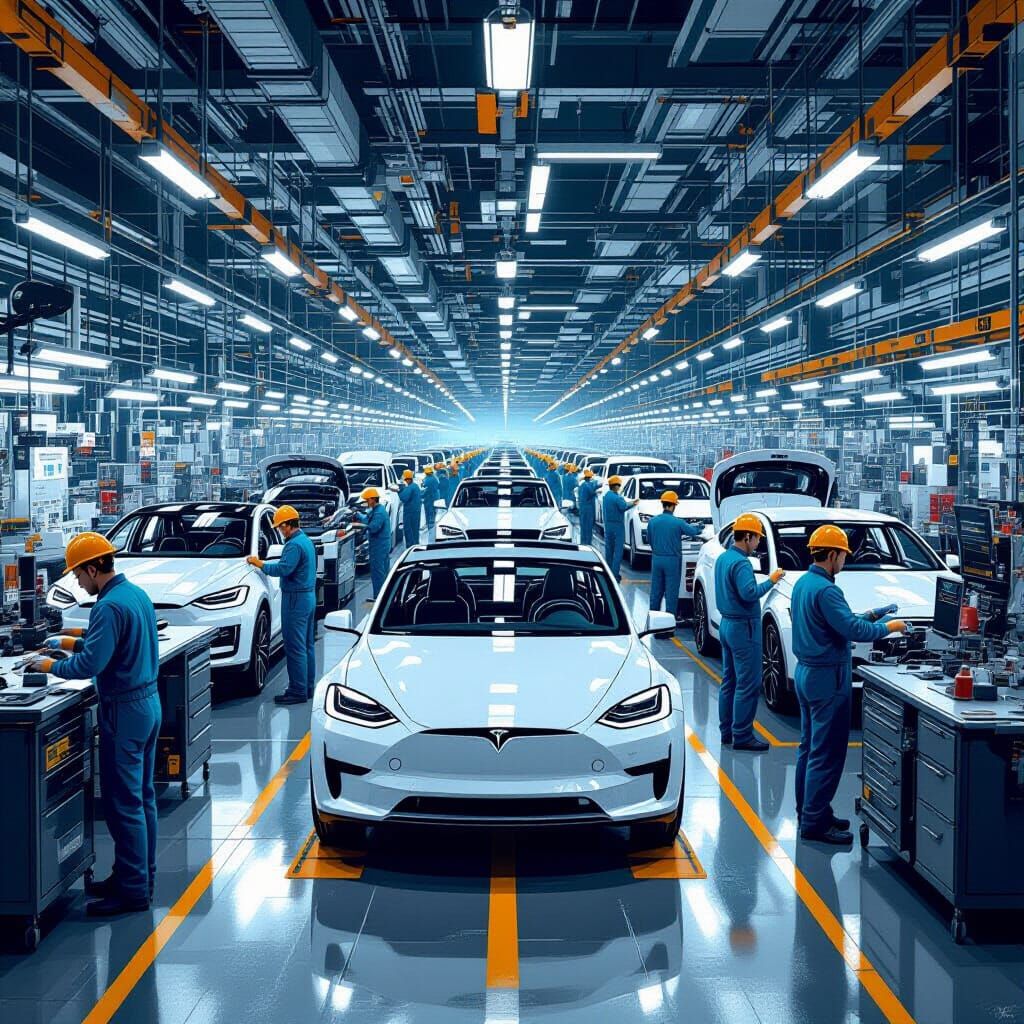 Cars Factory: Futuristic Industrial Assembly Line