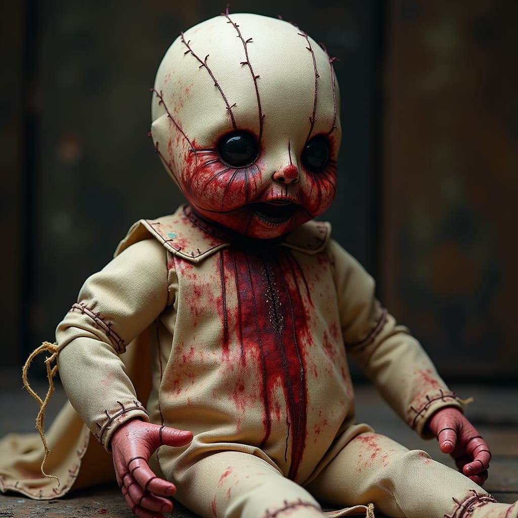 Voodoo Doll in Dark Surrealist Style