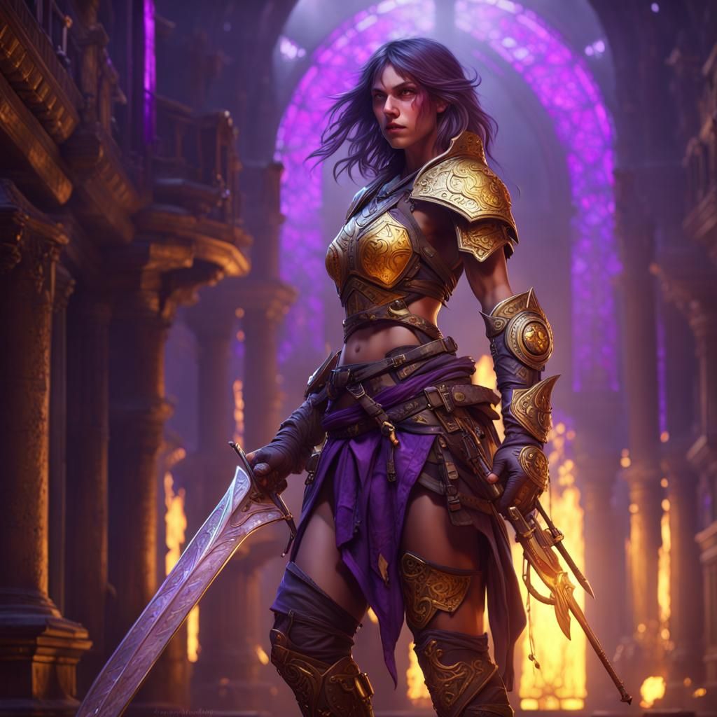 Detailed Dark Fantasy Girl Warrior Concept Art