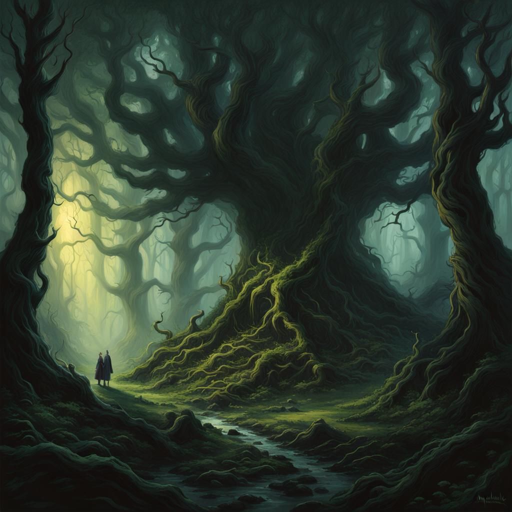 Eldritch Forest in Dark Fantasy Art Style
