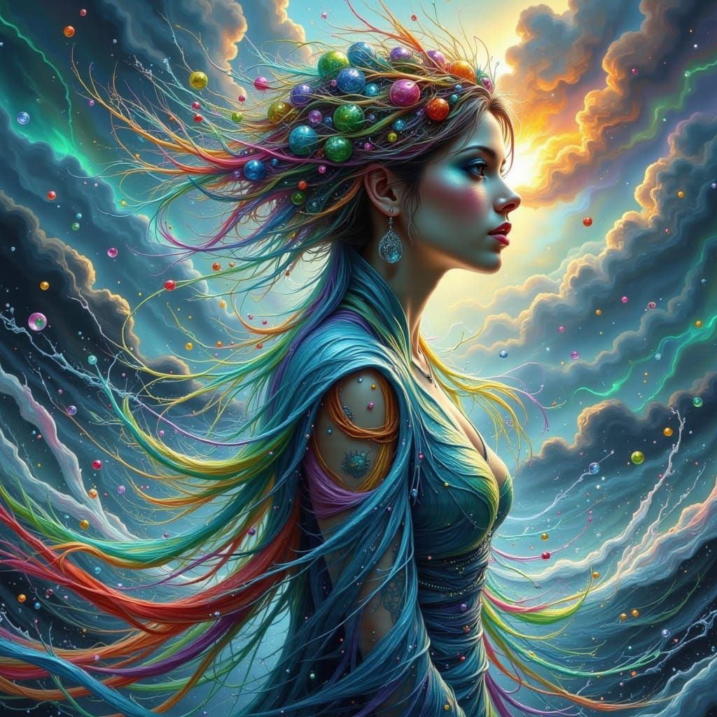 Storm Goddess in Dark Glitch Art