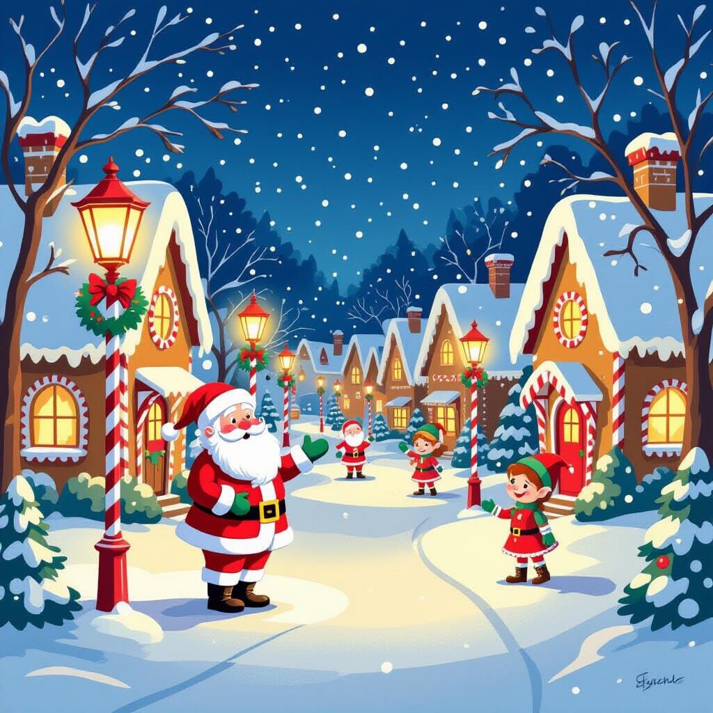 Whimsical Santa Claus Lane in Storybook Style