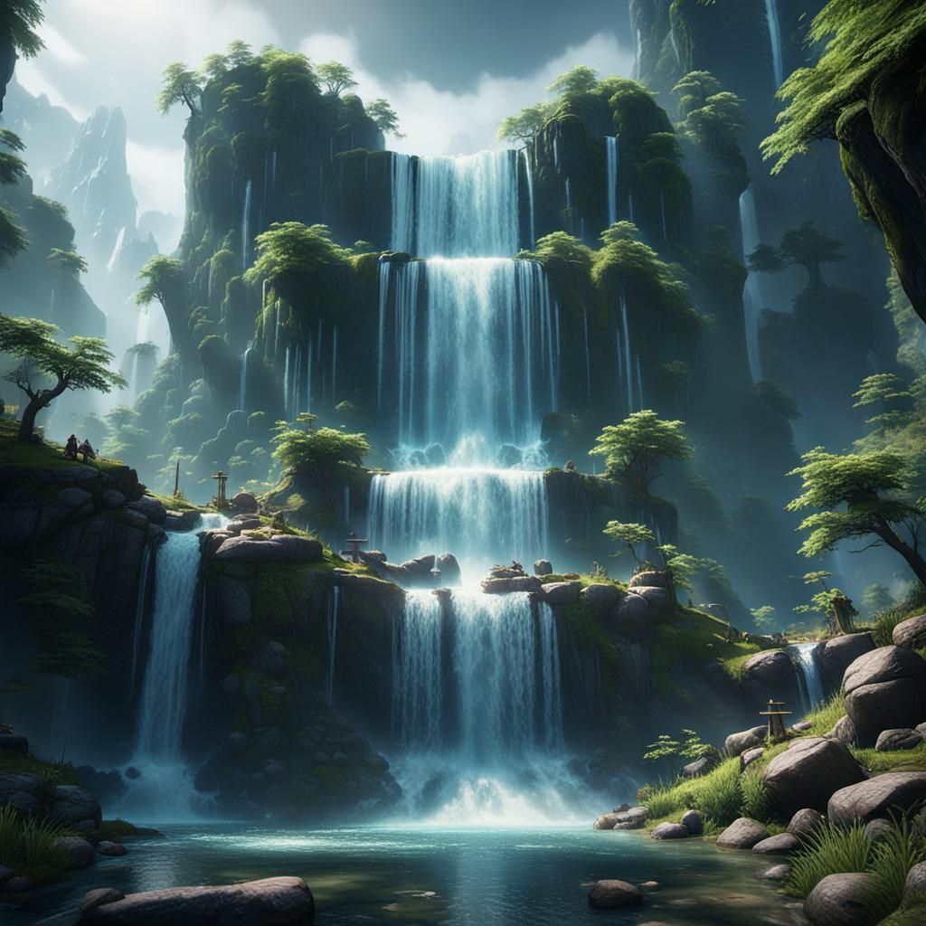 Crying Waterfalls: A 3D Game Cinematic Render