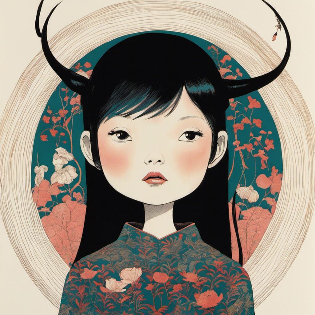 Stylized Portrait of Girl in Comic Art Style