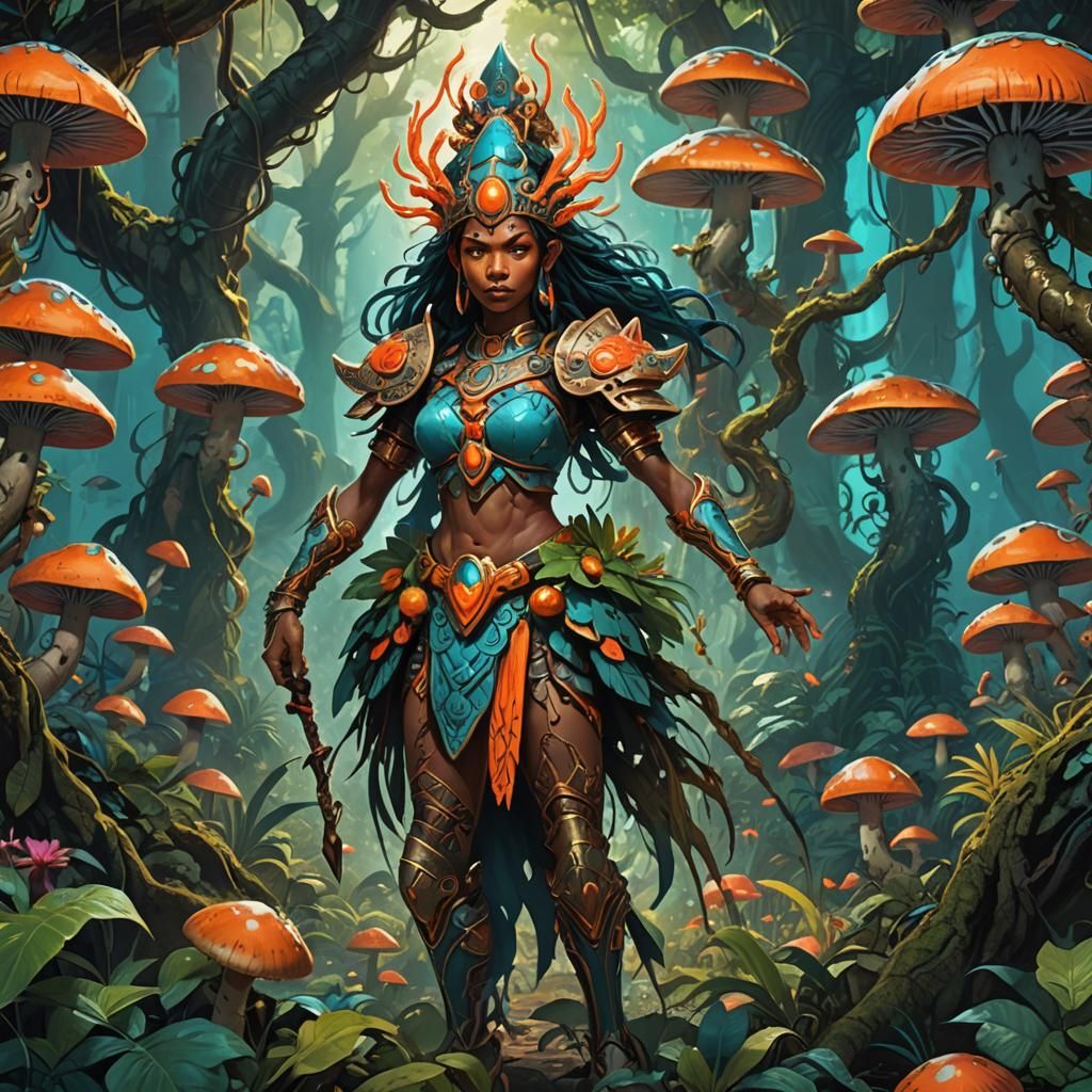 Goddess Kali in Lush Jungle: Fantasy Art
