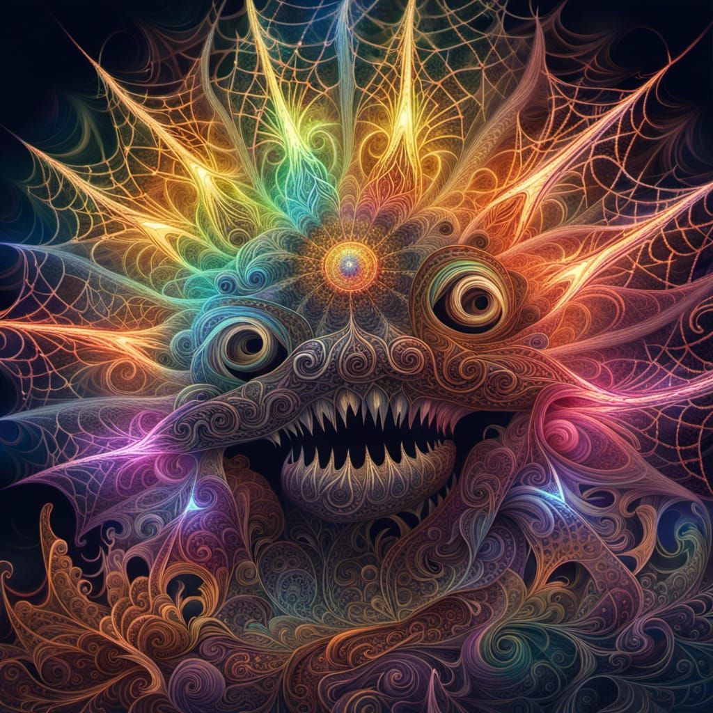 Radioluminescent Fractal Being in Expressionist Oil Painting