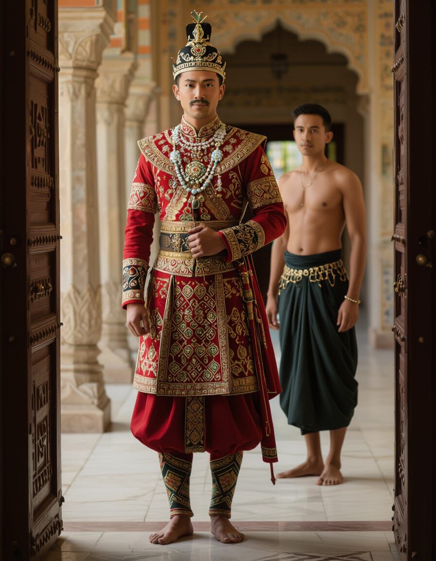 Portrait of a Handsome Asian Prince in Palace