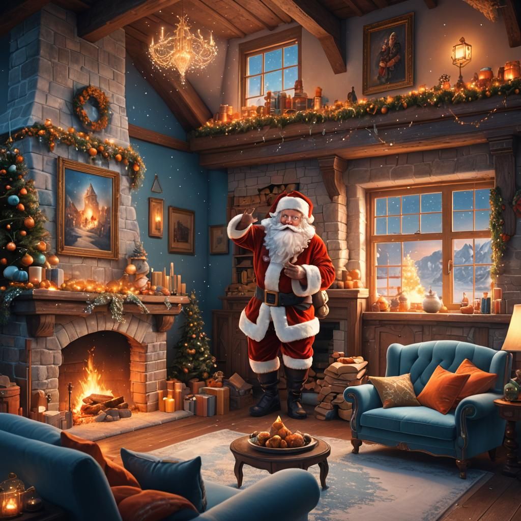 Santa's Christmas Eve Descent: A Digital Matte Painting