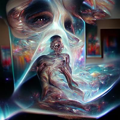 Cosmic Astral Projection in Mixed Media Style