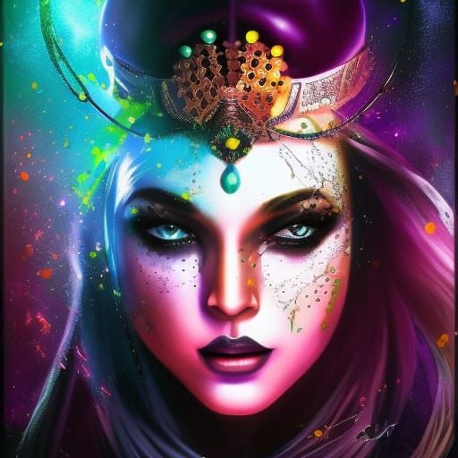 Hyperrealistic Queen of the Black Moon Portrait