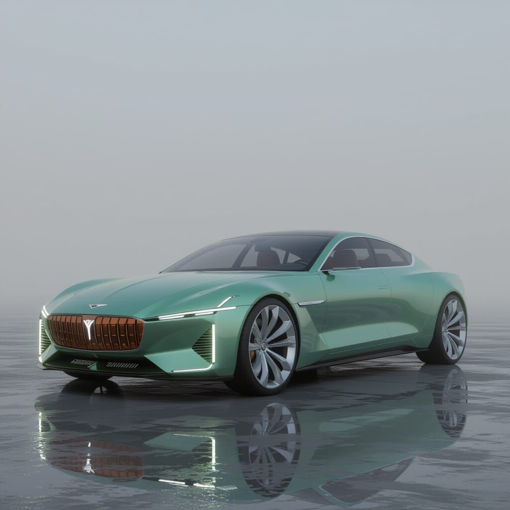 Futuristic Luxury Car Render in Moody Atmosphere