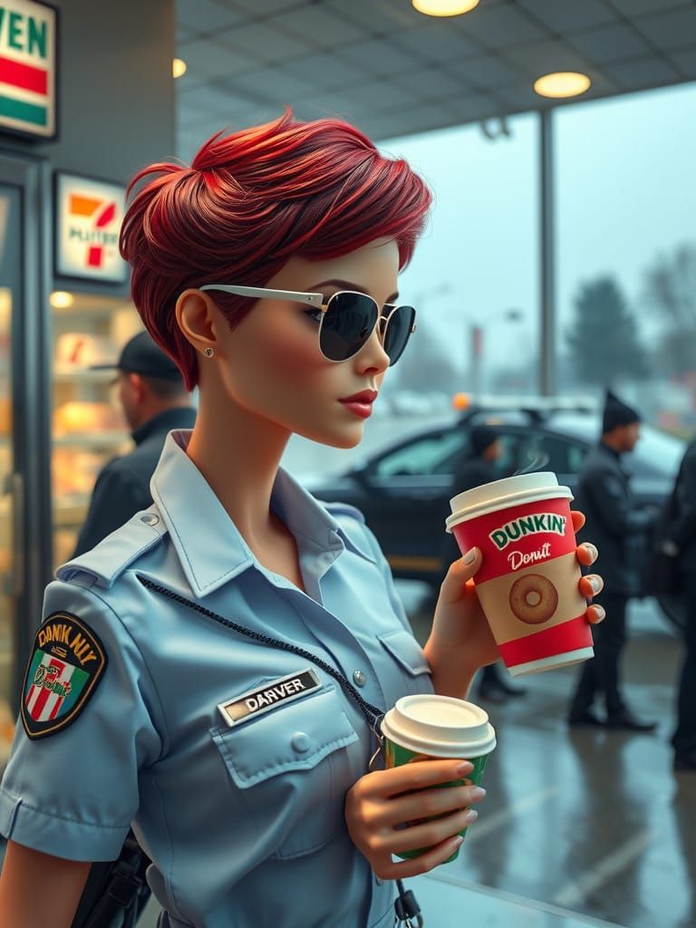 Hyperrealistic Portrait of a Female Police Officer in a 7-El...