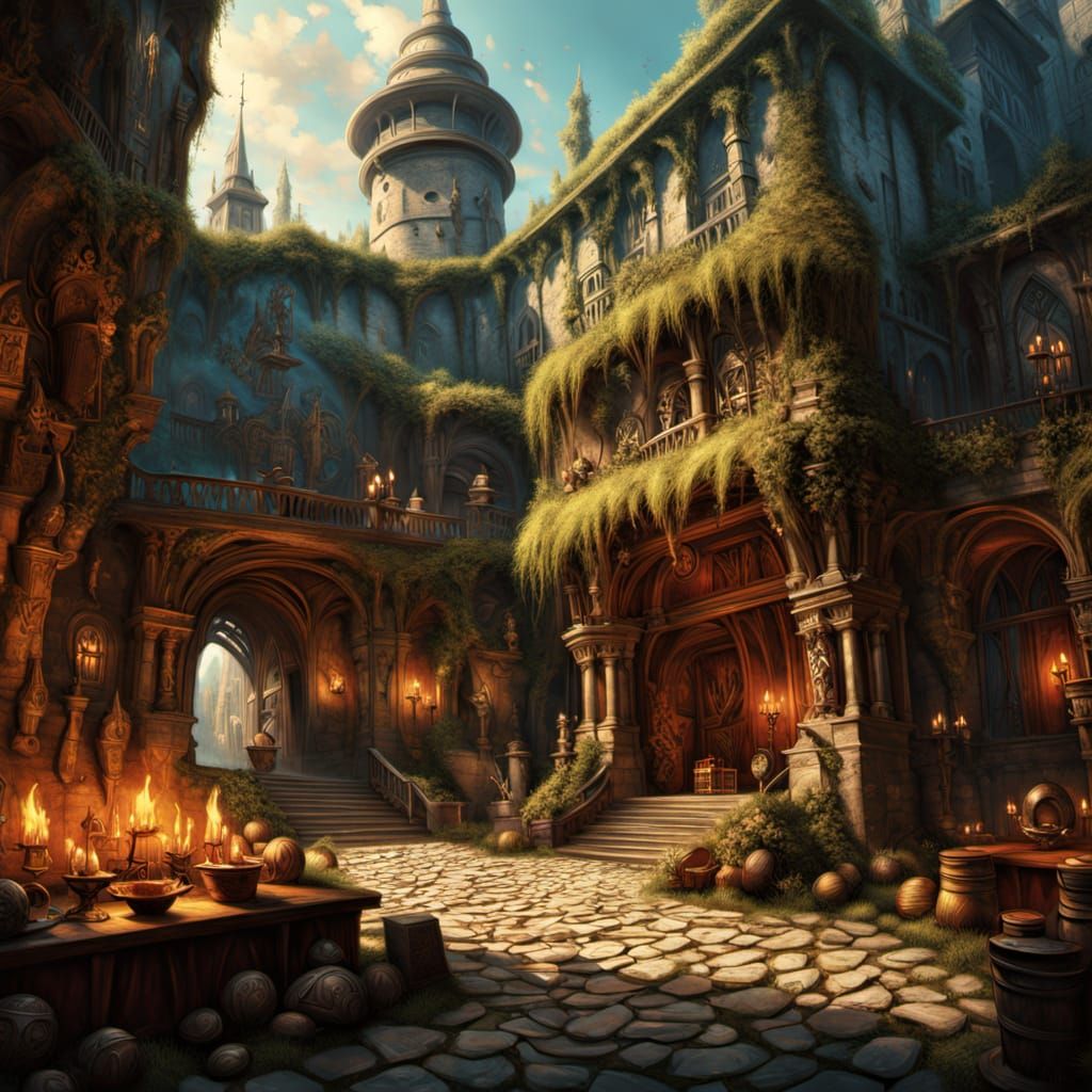 Steampunk Treasure Vault with Ancient Weapons