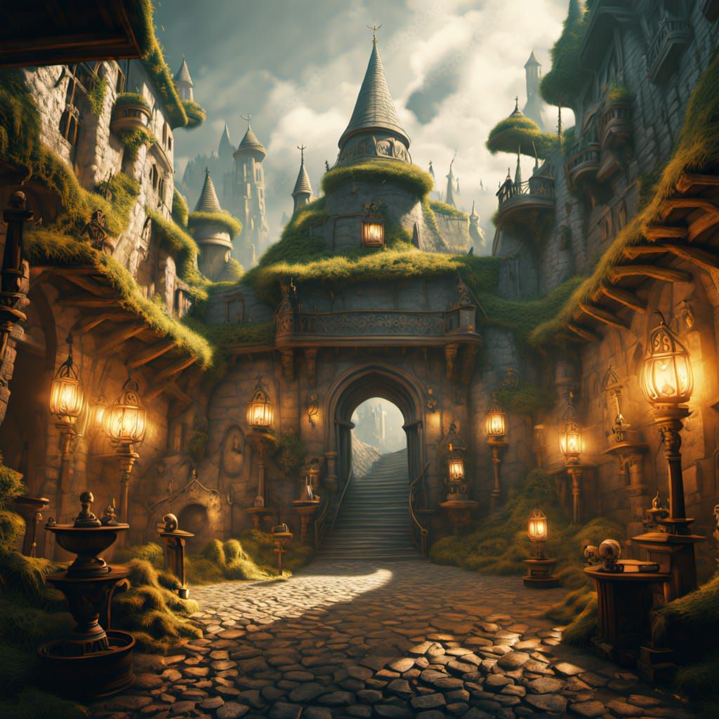 Steampunk Treasure Vault in Ruined Stone Castle