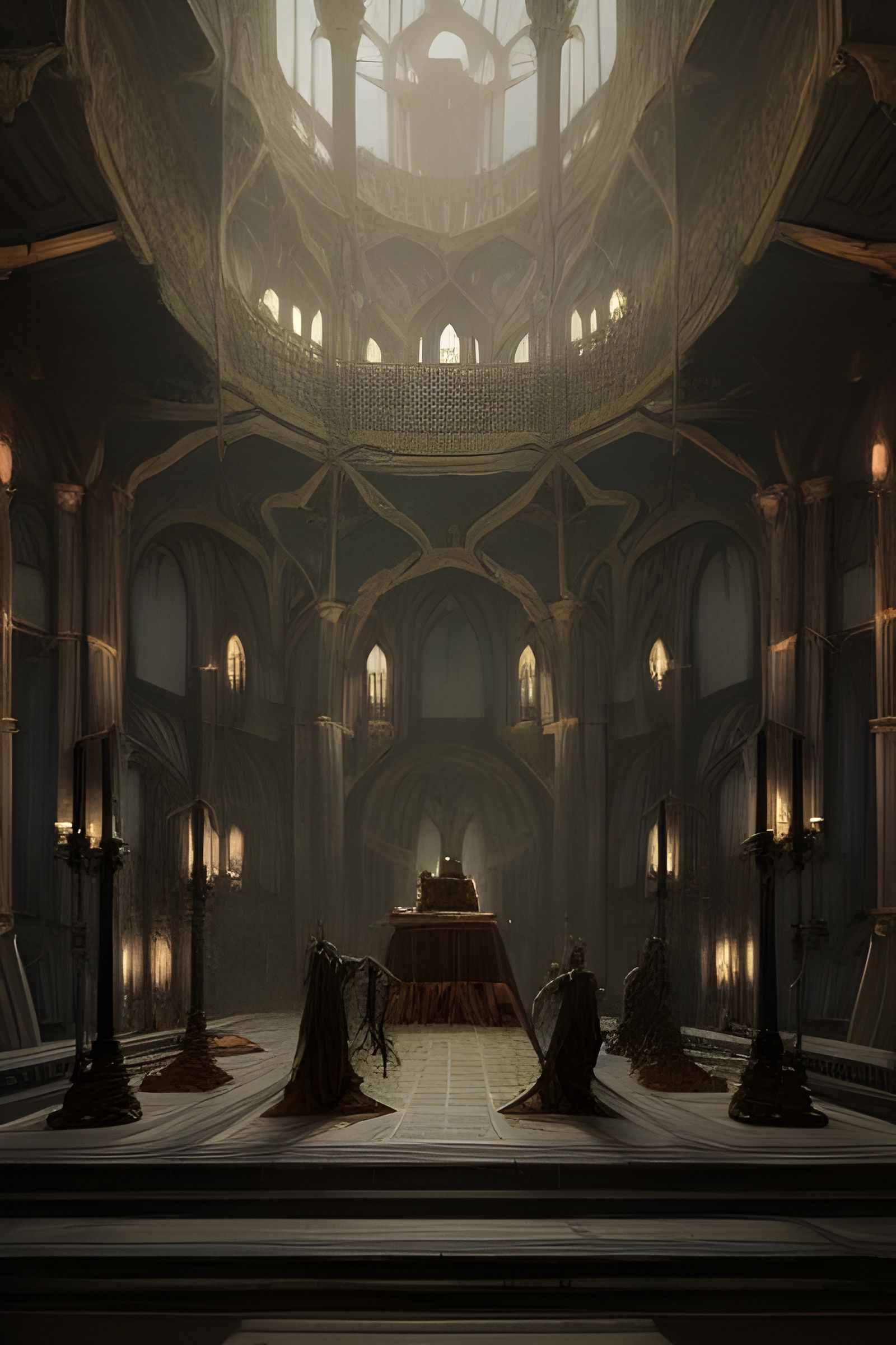 Sinister Hyperrealistic Vampire Overlord Throne Room