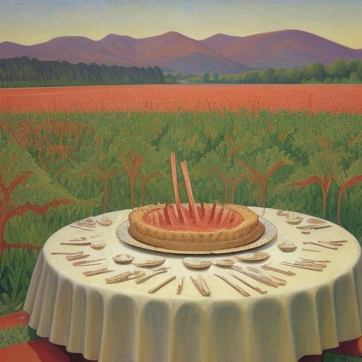 Rhubarb Still Life in Post-Impressionist Style