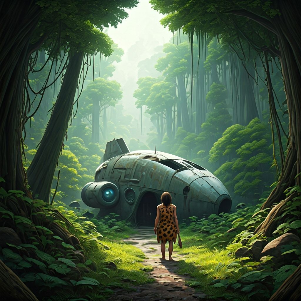 Cavemen Shelter in Abandoned Spaceship