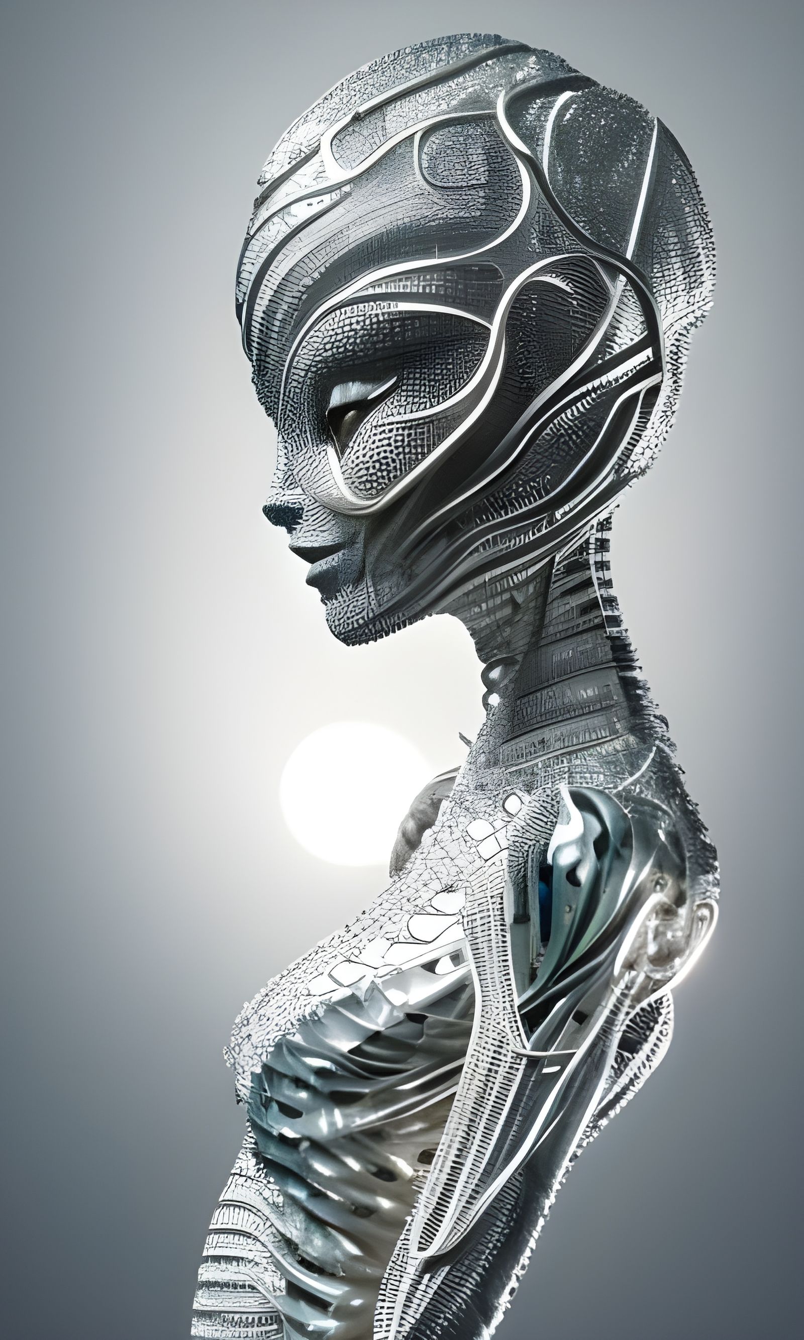 Crystal Alien Cyborg in Baroque Style