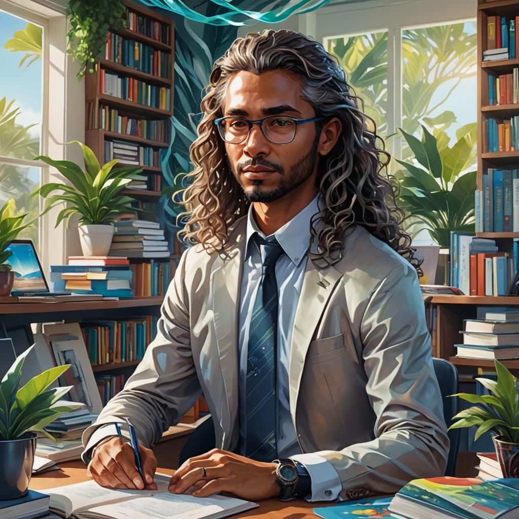 Entrepreneurial Academic Portrait in Bright Office