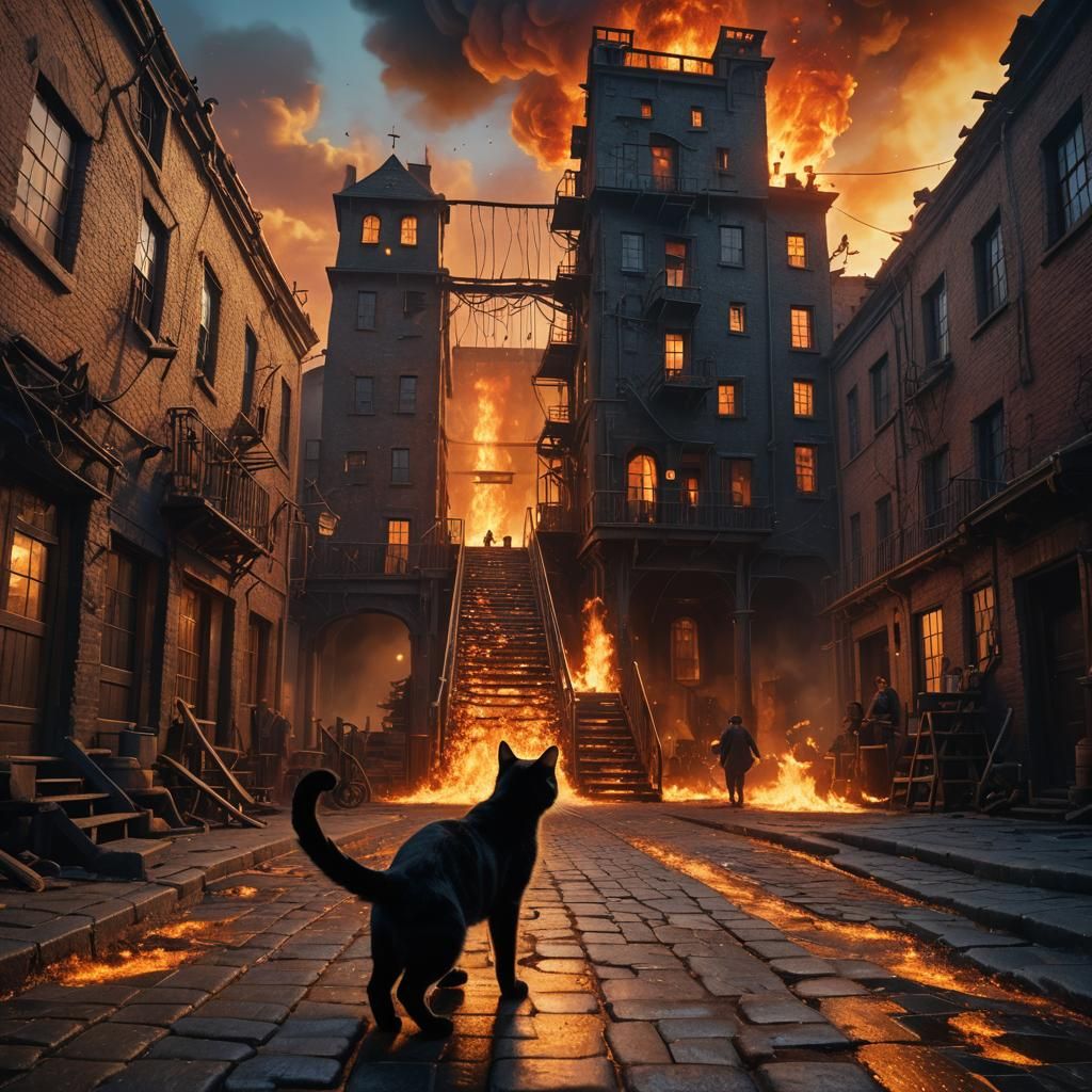 Burning Salt Factory: A Matte Painting in Fantasy Style