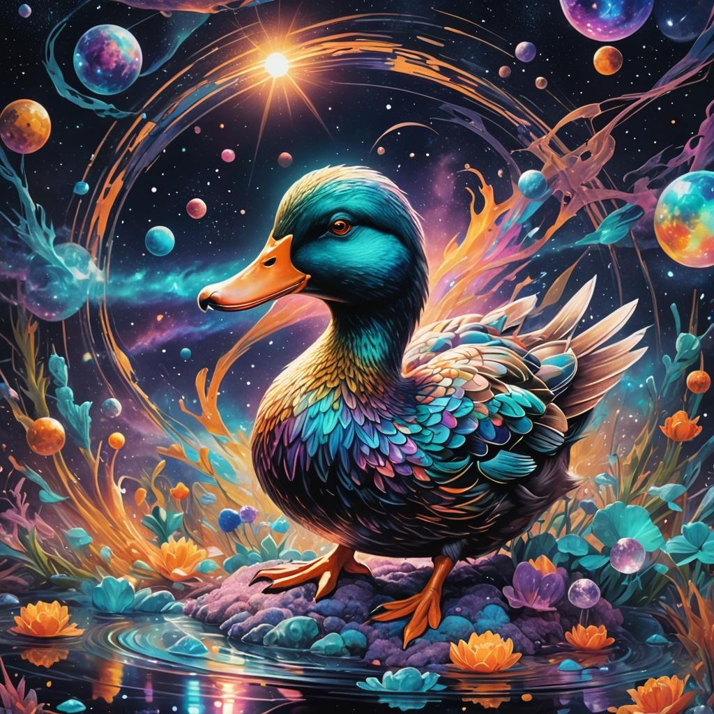 Holographic Astral Duck Illustration by Pablo Amaringo