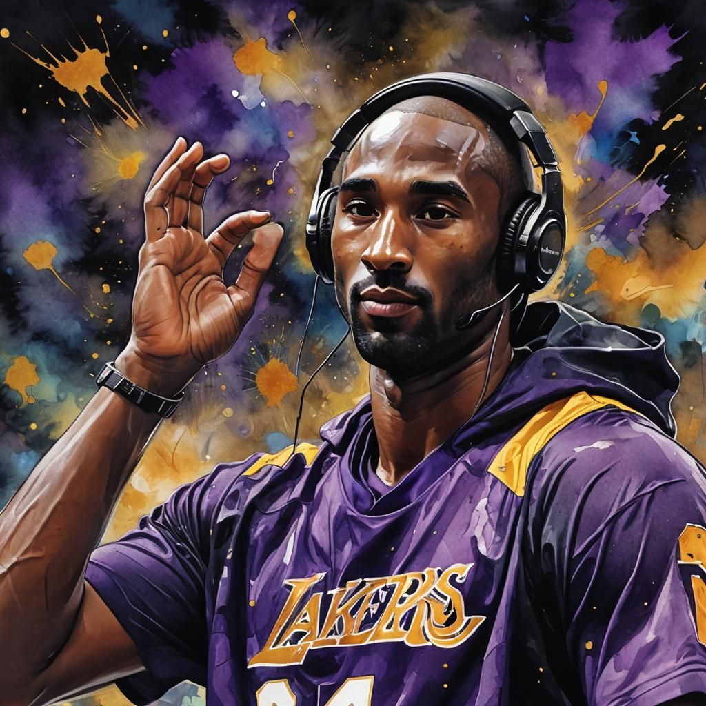 Kobe Bryant Fairytale Portrait in Alcohol Ink Style