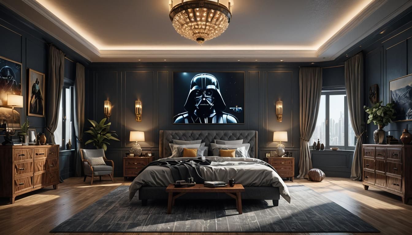 an interior of a master bedroom. Based on theme of star wars
