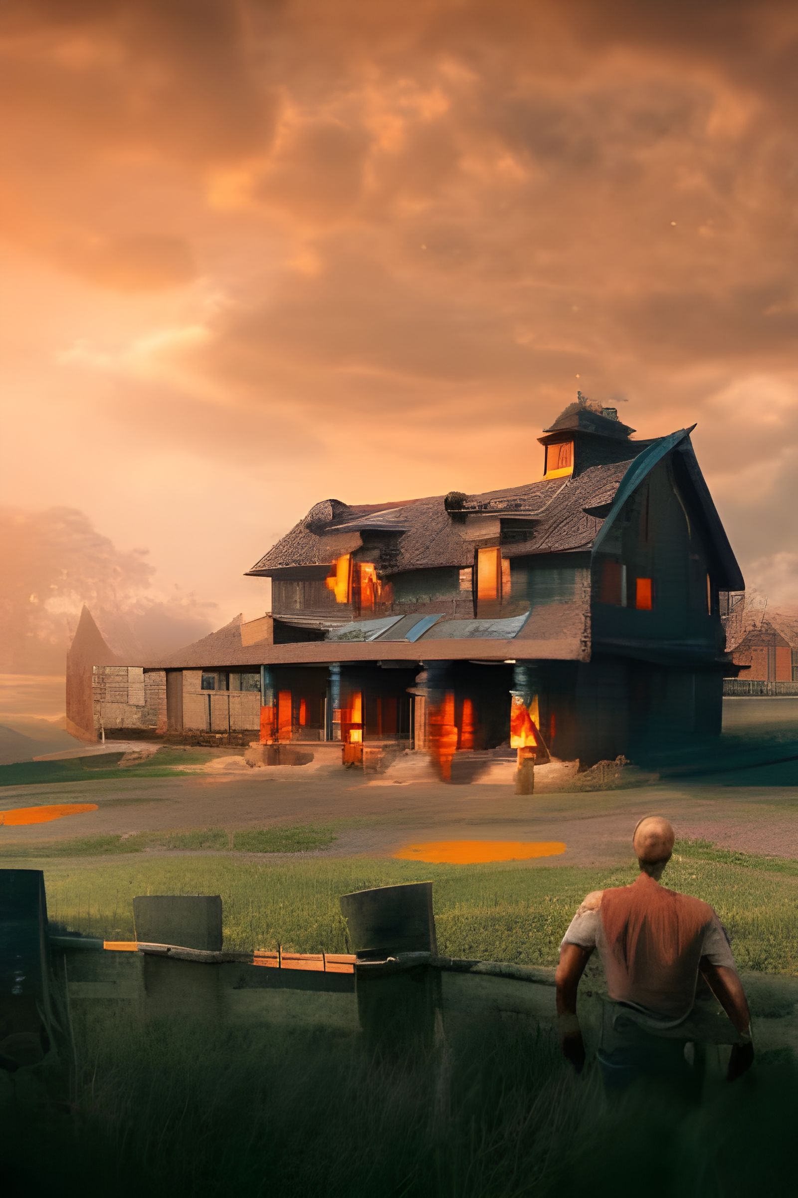 Futuristic Farmhouse: Epic Cinematic Digital Painting