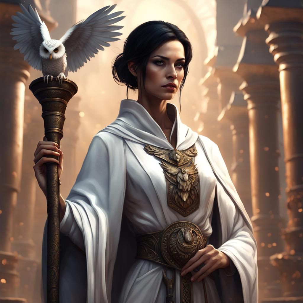 Fantasy Priestess in Temple Concept Art