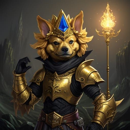 Golden Chiwawa in Dark Fantasy Style