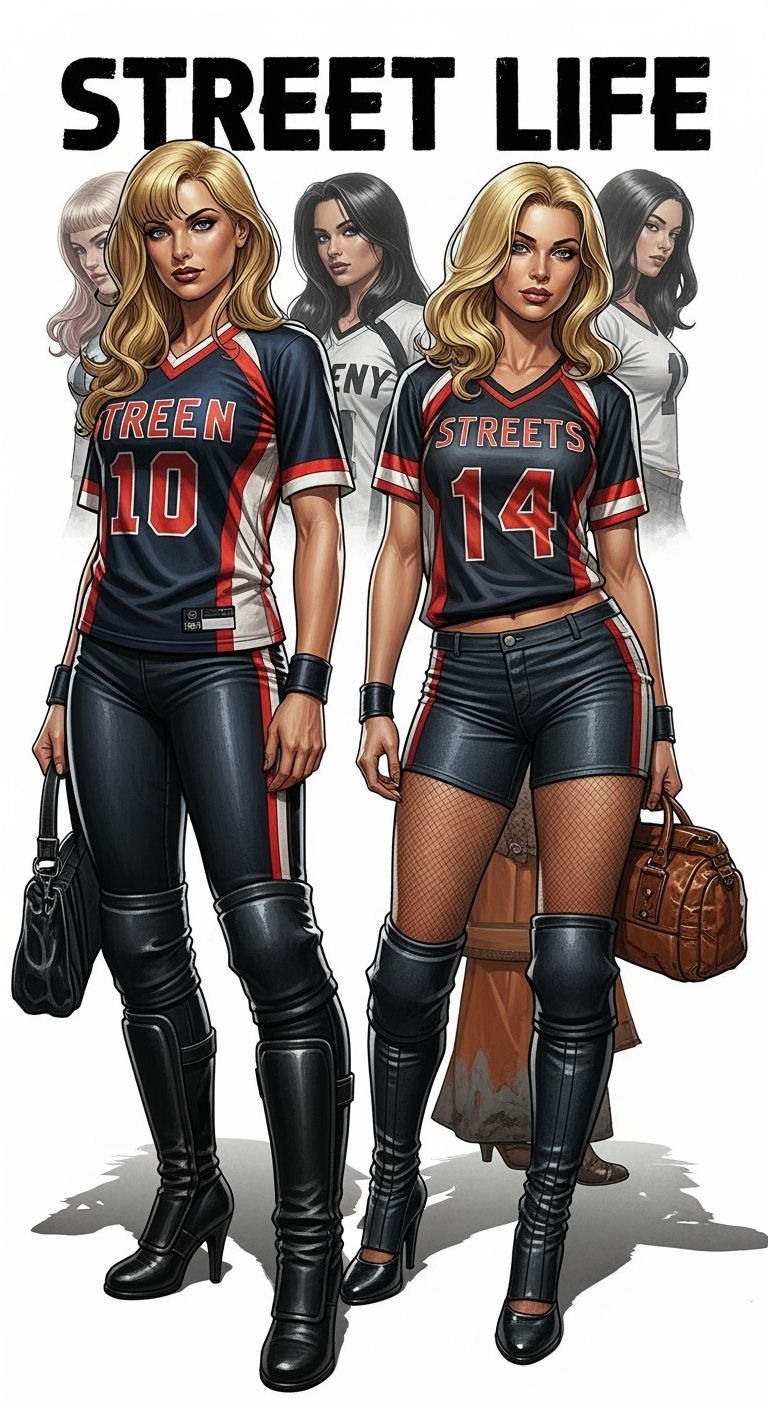 Urbanwear Comic Style: Athletic Women in Dynamic Jerseys