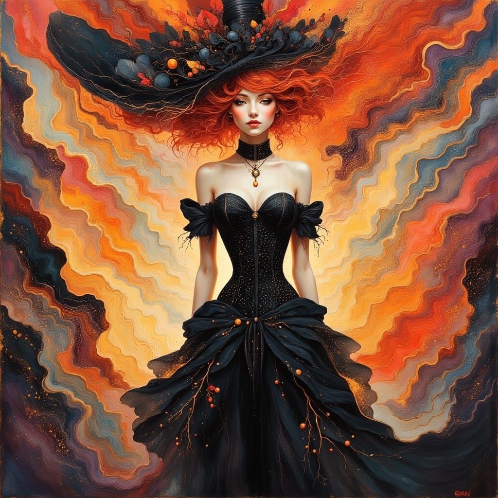 Elegant Futuristic Lady in Unique Corseted Attire