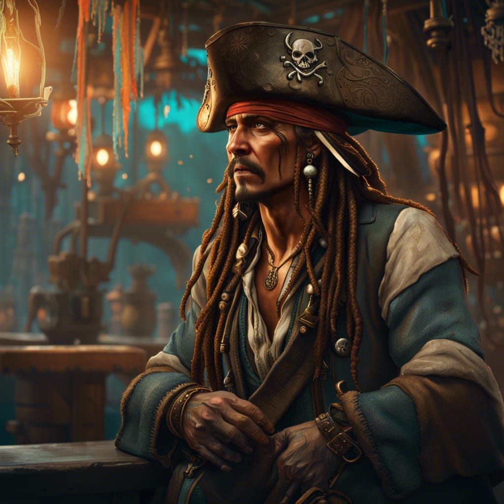 Jack Sparrow Concept Art in Art Nouveau Style