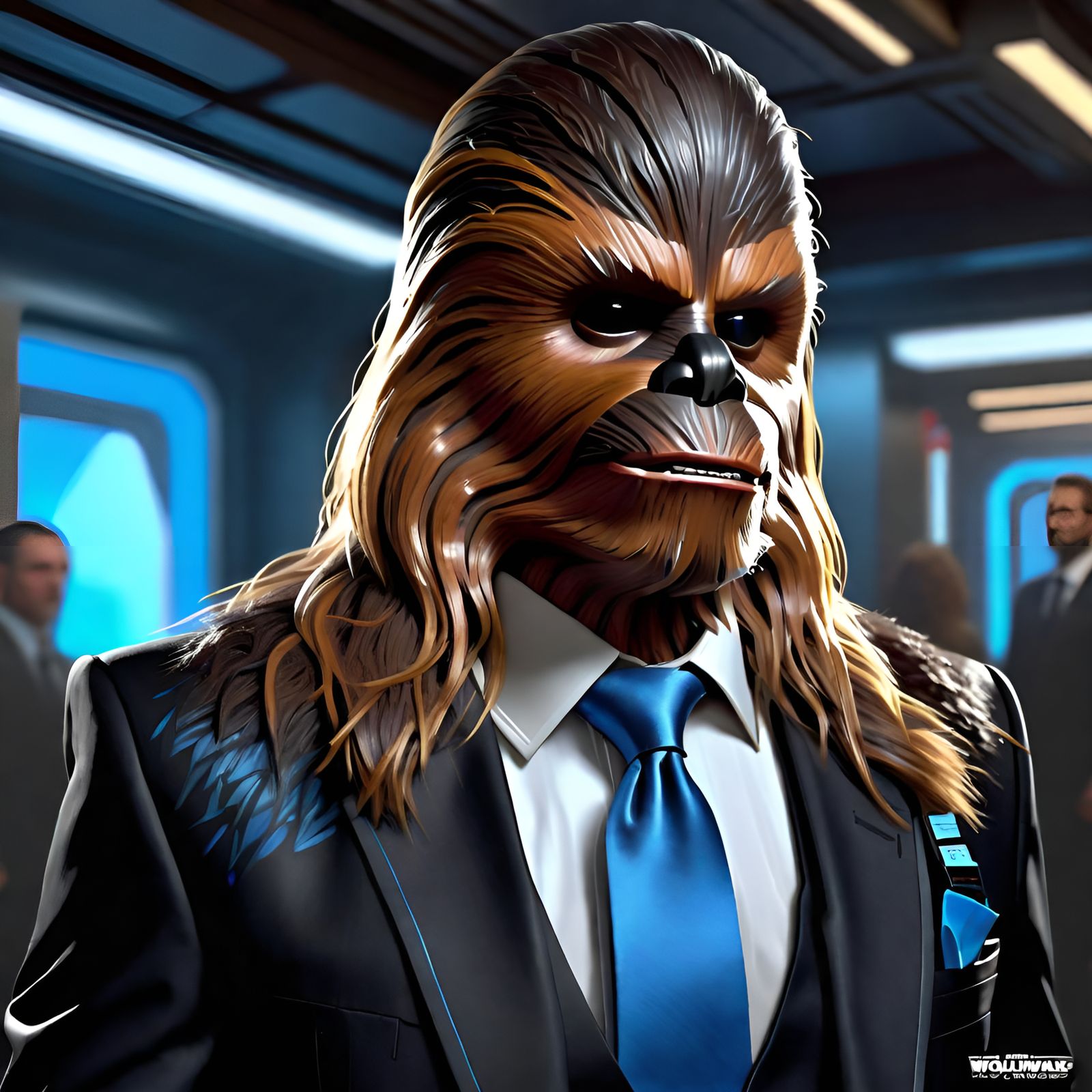 Chewbacca in Business Suit Hyperrealistic Portrait