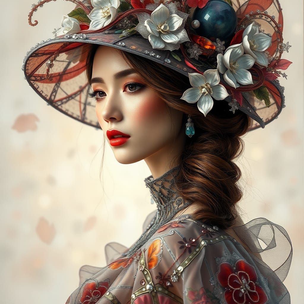 Surrealist Fashion Portrait in Impressionist Style