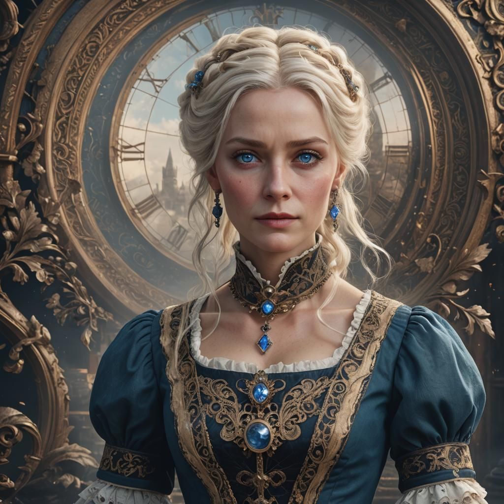Woman in 19th Century Attire, Detailed Matte Painting