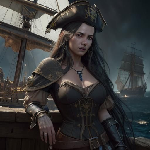 Pirate Rat Drills Galleon Hull: Detailed Portrait