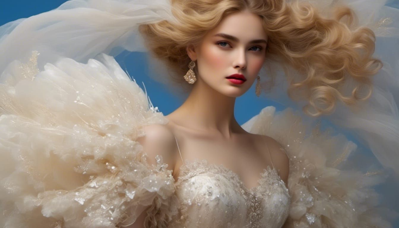 Cloud Dress: Surreal Fantasy Girl in Digital Art