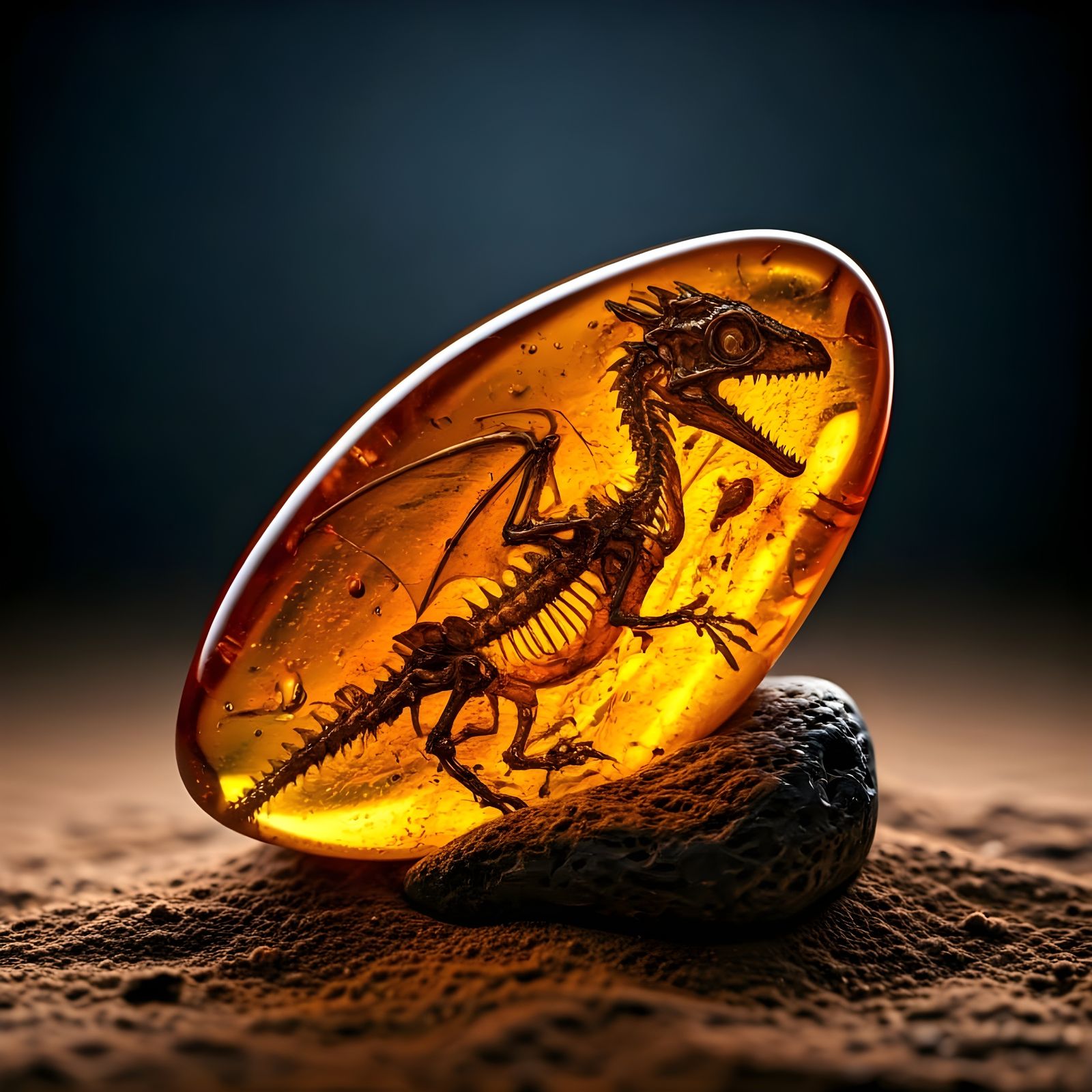 Ancient Dragon Fossil in Amber