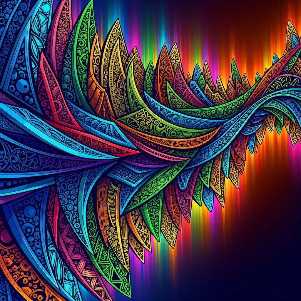 Abstract Wave Function Fractal with Zentangle Patterns