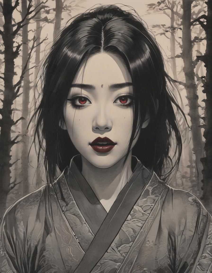 Evil Witch Portrait in Ghibli-Style Anime