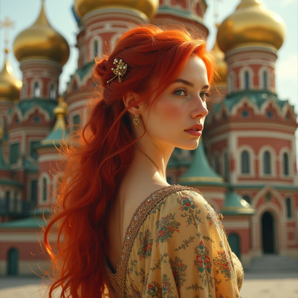 Elegant Russian Beauty in Golden Light
