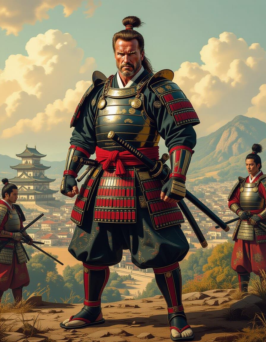 Samurai Arnold: A Hyperrealistic Renaissance Fusion