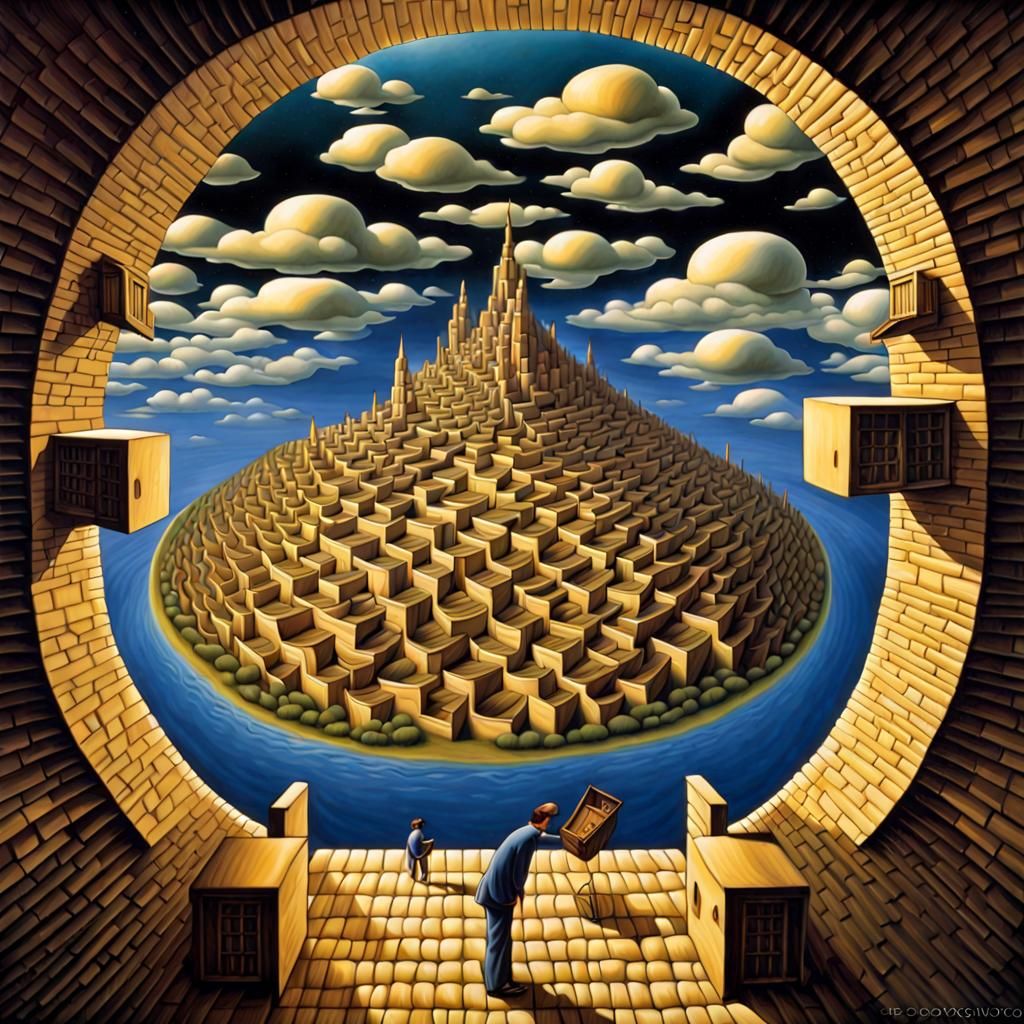 Surreal Optical Illusion in Hyperrealistic Style