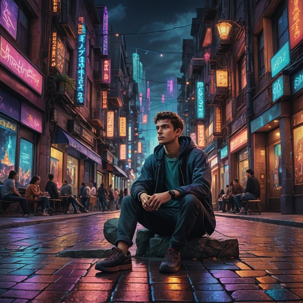 City Lights Reflection: A Photorealistic Matte Painting