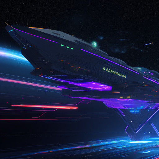Cyberpunk Spaceship Soars Through Vibrant Cosmos