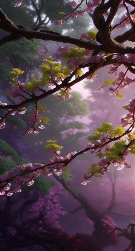 Sakura Plum Tree Concept Art with Water