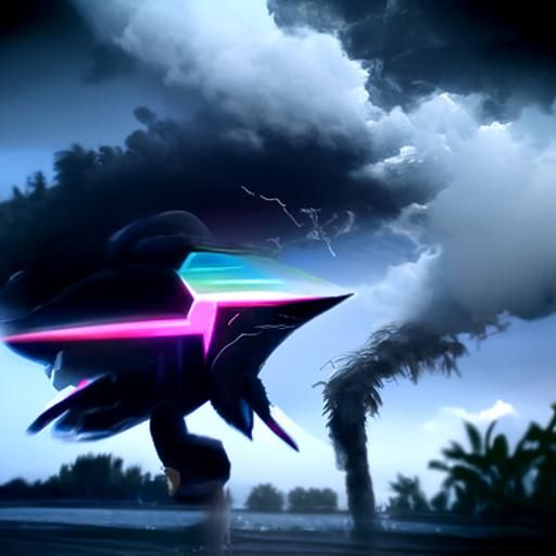 Zekrom in Synthwave Neon Retro Style