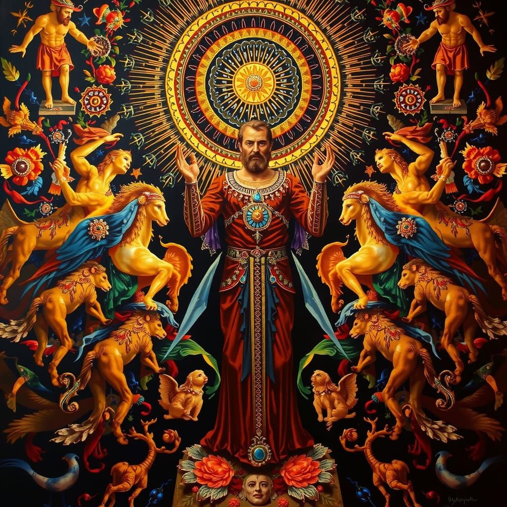 Allegorical Painting of Truth in Vibrant, Intricate Style